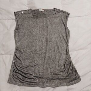 Calvin Klein Gray Lurex Sleeveless Ruched Top